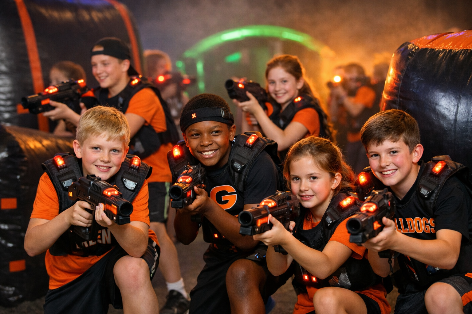 Kids playing laser tag